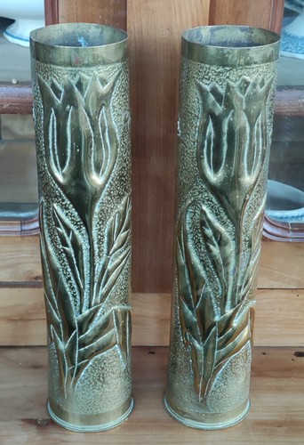 Paire vases douilles obus - vases,