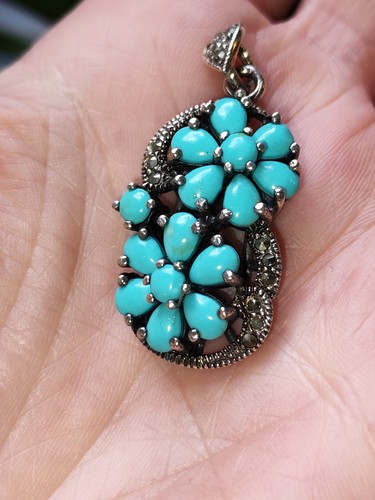 Pendentif argent turquoise - argent,