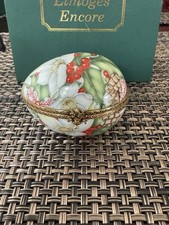  ROCHARD Limoges France Christmas Poinsettia  Berries Hand Painted Porcelain 