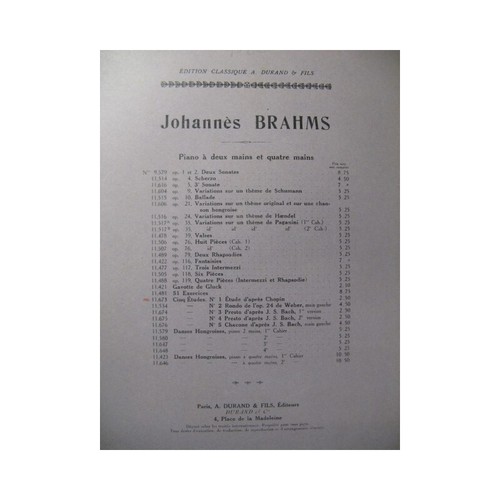 Brahms johannes etude après - brahms, d'après