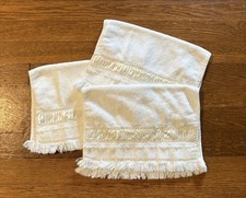 Fieldcrest Lustre Retro Fingertip Hand Towel Lace Cream Cotton Fringe (3 towel)