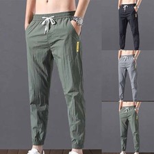 Pantalon léger taille élastique pour homme coupe slim été pantalon de travai