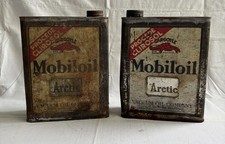 Lot De 2 Ancien Bidon D’huile Moteur Mobiloil