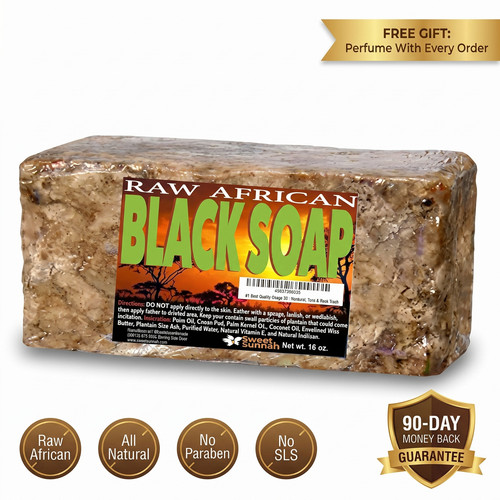 Raw african black soap - black, acne