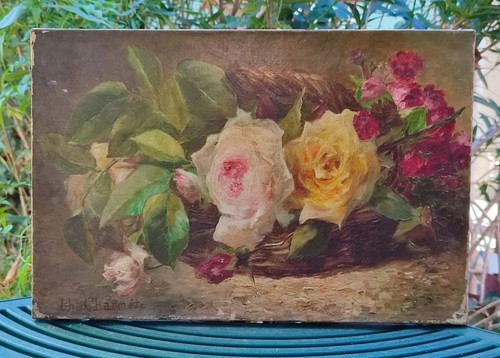 Ancien tableau hst bouquet - ancien,