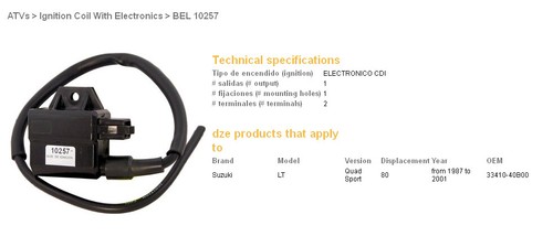 Bobine allumage dze - d'allumage,