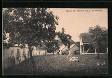 Old postcard Treon, Le Poulailler, in the garden on the wall 