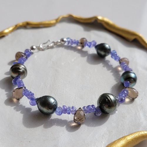 Bracelet argent perle - perle, noire