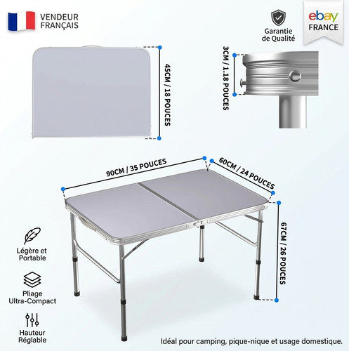 Table camping pliante - camping, xl
