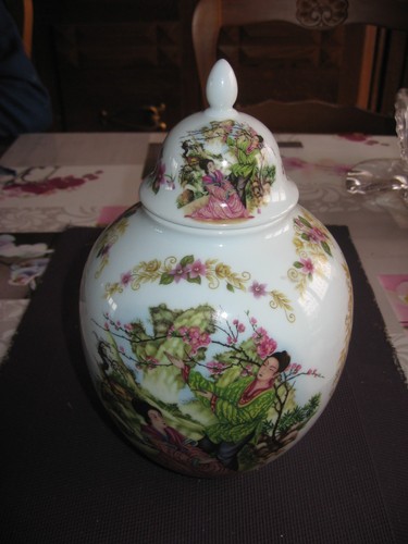 Vase urne décor chinois - vase,