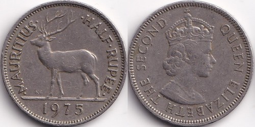 Half rupee 1975 ile maurice - ile,