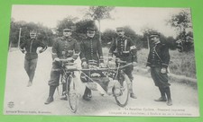 Postcard postcard 1910 army france battalion cyclist stretcher improvised