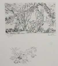 Jardinage Plante Vieillard GEORGES GOBO Gravure Originale Signee XX°