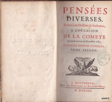 BAYLE Pensées diverses comète Tome II SEUL 1721