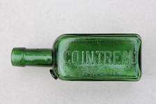 ANTIQUE c1920s UNUSUAL CRUDELY MADE GREEN COLOUR COINTREAU LIQUEUR BOTTLE