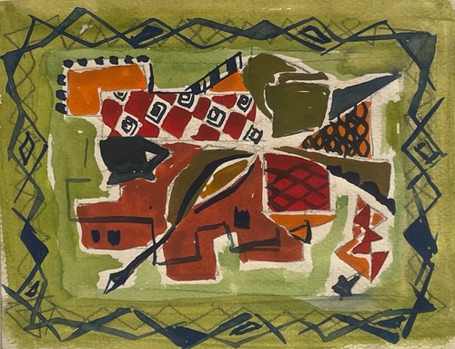 Abstraction gouache vers - , 1960