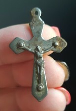 F13901 Antique Cross Crucifix Steel Jesus INRI Religion Esotericism Pendant 