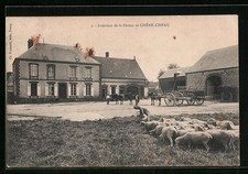 Old postcard Oak, interior of the farm 1911 