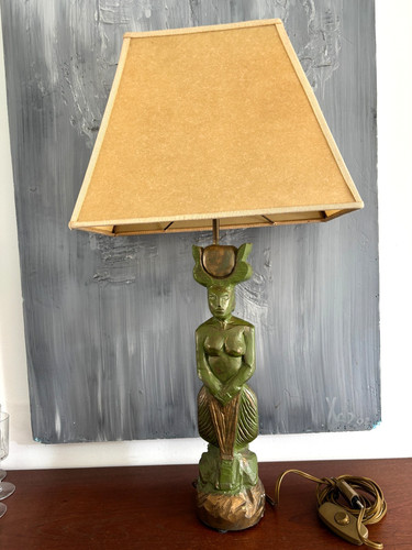 Lampe vintage plâtre peint - en,