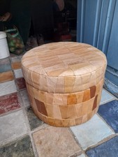Pouf Coffre Patchwork De Sede Cuir Dimensions : 48x35cm