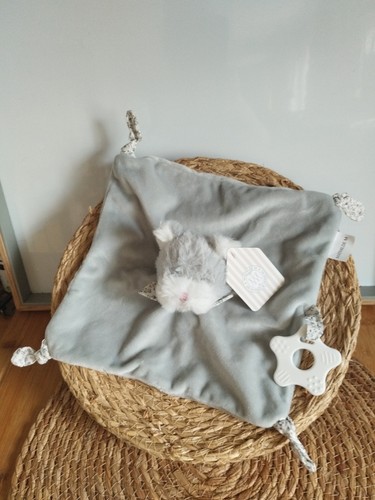 Doudou plat chien - gris, blanc