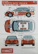 Décal Studio27 Ford Escort Rs BASTOS rallye Ypres 1994 1/24 base Altaya, Ixo