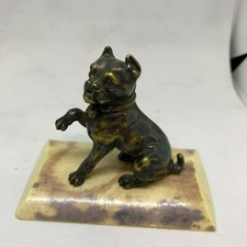 BRONZE PUG ON BONE BASE