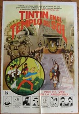 1969 TINTIN ET LE TEMPLE DU SOLEIL Mega Rare Ed. 1SH MOVIE POSTER