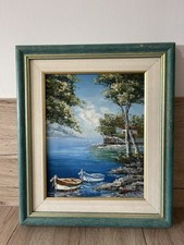 Lakefront Oil Canvas Painting
