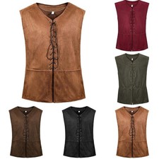Gilet costume de pirate médiéval à lacets pour hommes steampunk Renaissance