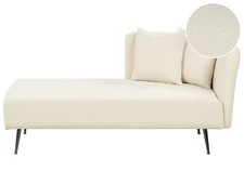 Divan Côté Gauche en Polyester Blanc Bois d'Eucalyptus et Métal Rembourré R