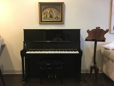 Used black Petrof upright piano - Excellent Condition