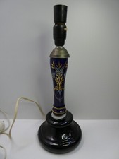 ANTIQUE POTTERY GILT ENAMEL PAINTED LAMP BASE - CONVERTED KERO LAMP STEM