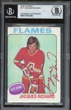 Jacques Richard Signed 1975-76 Topps Card #117 Atlanta Flames BAS Slabbed Auto
