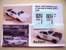 RS107 OPEL REKORD n°152 Rallye Monte Carlo 1966 decal ReStart 1/43 Minichamps