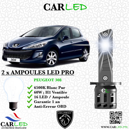 Kit ampoule led peugeot 308 - ampoule,