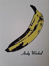 Carte postale originale sérigraphiée signée à la main Andy Warhol banane avec...