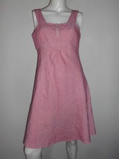 ROBE ETE DOUBLER MEXX A BRETELLE LARGE FINE LIGNE ROUGE/BLANCHE 54% LIN T:36/38