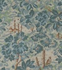 Cowtan & Tout Fabric "HAWTHORNE - BLUE/CELADON" 3.8 METRES Linen Blend
