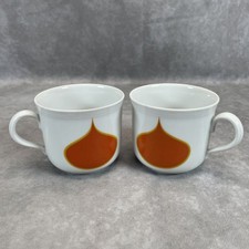 2 RARE Seltmann Weiden Bavaria W. Germany Tea Cup Orange Tear Drop Porcelain MCM