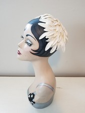 Vintage 1940's Cream Floral Petal Casque Style Hat