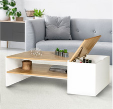 Table basse bar contemporaine - Avec coffre - Bois - Blanc
