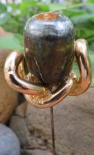 Antique BLUE CABOCHON HAT PIN set base FRIEZE RHINESTONES & GODRONS gold