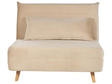 Canapé Convertible 1 Place en Velours Beige Rembourrage en Mousse Clic-clac Sett
