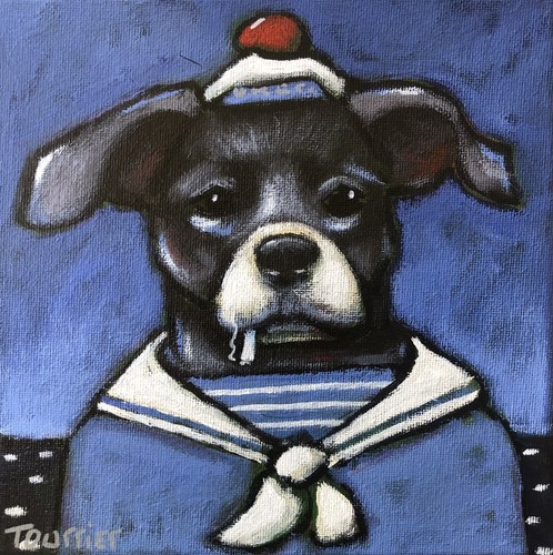 Tableau portrait chien marin - tableau,