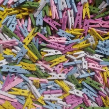 10/20/40/60/80 MINI PINCE A LINGE EN BOIS 25 mm rose, vert,... SCRAPBOOKING DIY