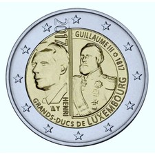 2 Euros commémorative Luxembourg 2017 Grand Duc Guillaume III 