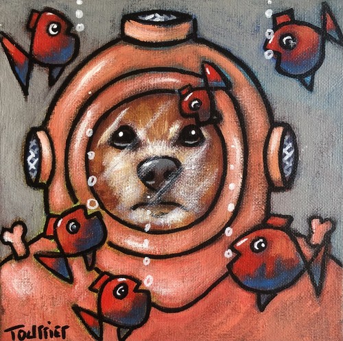 Tableau chien spitz - chien,