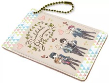 Beige GraffArt PU Leather Pass Case Wallet with Ball Chain Hole Design 4x2.8in