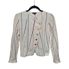 Aventures Des Toiles Womens Sweater Size 40 Cardigan Cotton Crop Art To Wear 10